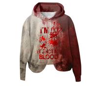 Womens's Halloween Sweatshirts Scary Pumpkin Graphic Print Colorblock Patchwork Design Soft Trendy Crewneck Retro Fashion Tops Teenage Girls Hoodie Long Sleeve Pullover Shirts Red