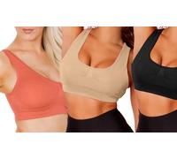 Women'sSeamless Stretch Padded Sports Bra: Peach/XXXL