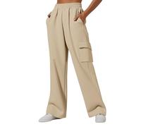 WomensTrousers Fashion Elasticated Waist Stretch Running Flared Cargo Pants with Pockets Solid Color Work Gym Yoga Oversized Sweatspant Outdoor Hiking Walking Combat Activewear Casual Bottoms