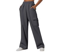 Women'sTrousers Fashion Elasticated Waist Stretch Running Flared Cargo Pants with Pockets Solid Color Work Gym Yoga Oversized Sweatspant Outdoor Hiking Walking Combat Activewear Casual Bottoms
