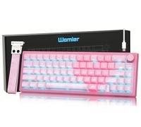Womier 60% Keyboard QMK/VIA, Pink Gaming Mechanical Keyboard Creamy, Hot Swappable Gasket Mount RGB Wired Jade Key Board & Jelly Translucent Keycaps(VK66 PRO- Jelly)