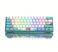 Womier 60% Percent Keyboard, WK61 Mechanical RGB Wired Gaming Keyboard, Hot-Swappable Keyboard Blue Sea Theme with PBT Keycaps for Windows PC Gamers - Red Switch