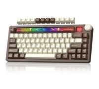 Womier 75% Wireless Mechanical Keyboard with Screen and Knob, Retro Creamy Bluetooth Gaming Keyboard Custom Clear Anime Light Box, RGB/Hot Swappable/PBT Keycaps, VIA Programmable for Mac/PC, K80 Brown
