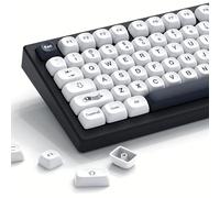 Womier Japanese MOA Keycaps, PBT Keyboard Keycaps for Mechanical Keyboard, Custom Cute White Key caps Dye-Sublimation for 60% 65% 75% 100% Percent Cherry MX - White and Black