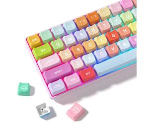 Womier Keyboard Keycaps 60 65 75 100 Percent, MOA Profile Cat Cute Keycap PBT Dye-Sublimation Rainbow Candy Key Caps Set for Cherry MX, Kailh, Outemu, Gateron Mechanical Keyboards(Colour)