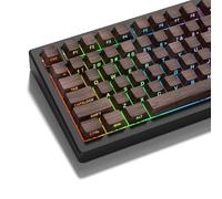 Womier PBT Keycaps, Custom Keyboard Caps 60 65 75 100 Percent, Shine Through Cherry Profile Keyboard Keys, Doubleshot Side Print Dye Sub Keycap Set (Walnut)
