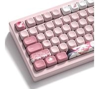 Womier Pink Cute Keycaps Kanagawa, PBT Keycaps for Mechanical Keyboard Dye-Sublimated Sakura Anime Theme, MOA Profile 126-Key Set for 60 65 75 100 Percent Keyboards