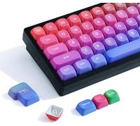 Womier Rainbow PBT Keycaps, Gradient Custom Cute Keycaps for Mechanical Keyboard Dye-Sublimated, MOA Profile Keycap Set for 60 65 75 100 Percent Keyboards, Purple