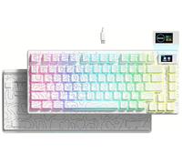 Womier SK80 75% Percent Keyboard with Color Multimedia Display Mechanical Gaming Keyboard Topographic, Hot Swappable Gasket Mount RGB Creamy Key Board Pre-lubed POM Switch for Mac/Win,White
