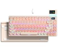 Womier SK80 Pink Mechanical Gaming Keyboard 75% with Color Multimedia Display Jelly Keyboards Wired, Hot Swappable Gasket Mount RGB Creamy Key Board Pre-lubed POM Switch for Mac/Win, Pink Foundation
