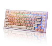 Womier X75 75% Wireless Mechanical Keyboard, Hot Swappable Computer Creamy Keyboard, Foundation Jelly Keycaps, Pre-lubed Switches Gasket Mount RGB Backlit Gaming Keyboards for Win/Mac, Pink