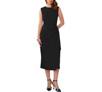 WOMLAYOUT Women's Business Cocktail Dress 2025 Front Tie Wrap Formal Elegant Sleeveless Sheath Dresses Black XL