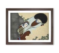 Womna By The Chrysanthemums By Kamisaka Sekka Asian Painting Framed Print | A2 Walnut Framed Wall Art | Ready to Hang | Asian Historical Picture | Living Room Bedroom Lounge Office