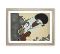 Womna By The Chrysanthemums By Kamisaka Sekka Asian Painting Framed Print | A4 Oak Framed Wall Art | Ready to Hang | Asian Historical Picture | Living Room Bedroom Lounge Office