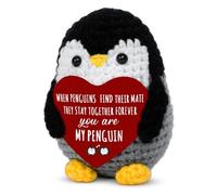 wompolle Anniversary Valentines Day Gifts for Him Her Couple Boyfriend Girlfriend Husband Wife Christmas Birthday Stocking Stuffers Gifts for Women Men Handmade Positive Penguin Crochet