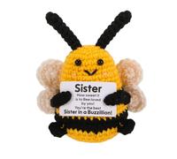 wompolle for Sister Christmas Birthday Gift for Sister Decorations Funny Mini Positive Crochet Bee Animals Affirmation Support Gifts Cheer Up Sister Presents