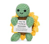 wompolle Inspirational Gifts for Women Men, Mini Funny Positive Turtle Birthday Gift for Women,Handmade Crochet Animals Cute Stuff, Emotional Motivational Turtle Decor