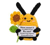 wompolle Positive Crochet Bee Doll with Card,Gifts for Her or Him,Christmas Sweet Gift For Sister,Funny Gifts for Women Men Birthday Friends Coworkers,Christmas Office Decor