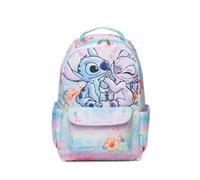 Wondapop Disney Stitch and Angel 15.5 Inch Junior Deluxe Nylon Backpack, Stitch and Angel, Kids School Bag with Laptop Sleeve & Pockets