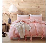 Wondder Duvet Cover Set Lace Up Washed 2/3PCS Textile (Pink, King)