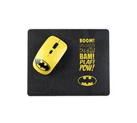 WONDEE Batman 2 in 1 Wireless Mouse and Mouse Pad with Batman Cartoon Design in Yellow and Black - Original Gift for Children and Adults