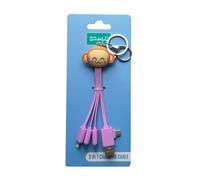 WONDEE Mr Wonderful 3 in 1 Universal Charger Cable [1.2M] Monkey Doll - 3 in 1 USB to USB C/Lightning/Micro USB Multi Connector Cable Compatible with Apple, iPhone, Samsung and All