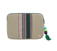 WONDEE Vam Vam Laptop Sleeve 14 Inches Embroidered Fabric Ethnic Style and Original Handle Keychain - Briefcase/Laptop Sleeve up to 14 Inches Compatible with Macbook Air, Padded and Reinforced