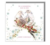 Wondeful Mum & Dad - Turtle Doves - Wildlife Christmas Card with Grey Envelope by Lola Design