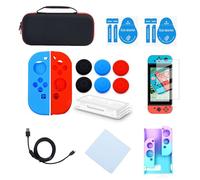 WONDER BAY Switch / Switch OLED Case 17-in-1 Bundle with Carrying Case, Switch Protective Cover, Game Organizer, Screen Protector, Charging Cable and Joy-Con Silicone Sleeves