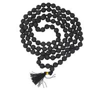 Wonder Care-8mm Lava Holy Beads Natural Lava Volcanic Rock Original Necklace Semi-Precious Gemstone Tibetan Buddhist Mala for Rosary Prayer Yoga Spiritually Energized