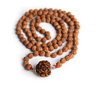 Wonder Care - Original Nepali 4 Mukhi Rudraksha Bead Mala/Rudraksha Bead Natural Rudra (108+1) Rosary Bead Jap Mala For Meditation (4 Mukhi Jaap Mala Necklace)