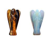 Wonder Care Pocket Guardian Angel Crystal Natural Gemstone Reiki Healing Energy Carved Statue Figurines, Chakra balancing, meditation, aesthetic (1.5"-2.0") (pack of 2)