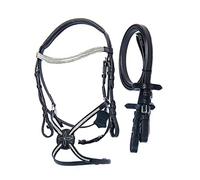 Wonder Care Top Grain Cowhide Leather English Bridle Snaffle Horse Bridle Noseband with Browband Horse Bit Bridle Cross Over Full with Reins Bridles for Horses