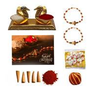 Wonder Care Wc_Diwali/Bhai Dooj Festive Set - Combination Of For Brothers & Sisters with Gift Pack Combo|Roli Chawal Tika|Bhai Duj Wish Card for Bhaiya Bhabhi Combo Set