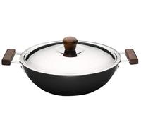 Wonder Chef Ebony Hard Anodized Kadhai, Wok with Lid 24 cm, Black, 63152544