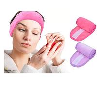 WONDER CHOICE Soft Towel Cloth Adjustable Spa Wrap Head Band Facial Makeup Band Headband - Pack of 2 (Random Color)