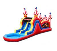 Wonder Dome Kids Backyard 28FT Carnival Theme Obstacle Course Water Slide