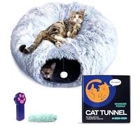 Wonder Family Cat Tunnel Bed Donut Cave - XL Plush Circle Hideaway for Indoor Cats, 3-in-1 Foldable Play Tunnel & Cozy Bed, Gift-Ready House Under Christmas Tree