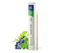 Wonder Flavoured Toothpicks - Single Pack 100 Individually Wrapped - Grape/Mint - Plastic-Free, Sugar-Free, Vegan - Fresh Breath & Oral Hygiene On-The-Go