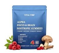 Wonder Focus Mushroom Gummies with Lion’s Mane, L-Theanine, Nootropic Brain Supplement Boosts Memory, Focus, Energy & Mood, with Rhodiola & Ginseng, No Sugar, Vegan, Raspberry Flavor