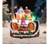 WONDER GARDEN Christmas Village Houses Gingerbread House Holiday Tabletop Decor Christmas Collectible Buildings with Music and Led Lights for Home Decor or Gift