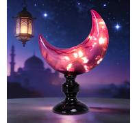 WONDER GARDEN Halloween Crescent Moon Lamp Decor, Led Moon Light Indoor, Tabletop Ramadan Lights Resin Purple Moon Lights for Halloween,Home,Bedroom Party Decoration or Gift