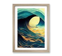 Wonder Of An Ocean Wave Framed Print | A4 Oak Framed Wall Art | Ready to Hang | Modern Nautical Picture | Living Room Bedroom Lounge Office
