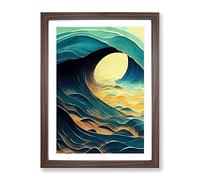 Wonder Of An Ocean Wave Framed Print | A4 Walnut Framed Wall Art | Ready to Hang | Modern Nautical Picture | Living Room Bedroom Lounge Office