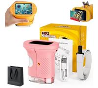 Wonder Quest Microscope, Wonderquest 4k Discovery Microscope, 1000x，Pink | Wonderquest Discovery Microscope, 4K Magnifying Camera, 2" IPS Screen 1000x Handheld Portable USB Digital Miniscope
