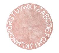 Wonder Space Handmade ABC Alphabet Kids Play Mat - Soft Shag Fluffy 100% Cotton Non-Slip Educational Letter Learning Nursery Rug, Ideal Indoor Room Floor Carpet Decorations (120cm, Pink)