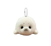 Wonder Sprout Cute Plush Baby harp seal Keychain - 10cm Soft Simulation Ocean Handmade Animal Stuffed Toy Pendant, Kawaii Bag Charm for Kids, Girls, Boys, and Ocean Lovers, Birthday Gift (White)