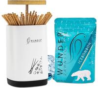 Wonder Toothpick Dispenser - Dispenser with Easy-Lift Function - Toothpick Holder + 1 Refill Pack (100 Toothpicks) - Flavoured Toothpicks (Dispenser + Icebonbon)