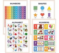Wonder Tots Alphabet Poster, Numbers 1-100, Shapes, Counting 1-10 - Educational Posters for Toddlers, Preschool Wall Charts, Kids Learning (4 Pack, A3 Laminated)