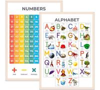 Wonder Tots Alphabet Poster & Numbers 1-100 Wall Chart, Illustrated ABC Poster for Kids, Educational Posters for Children & Toddlers, Home Schooling, Classroom Learning (2 Pack, A3 Laminated)